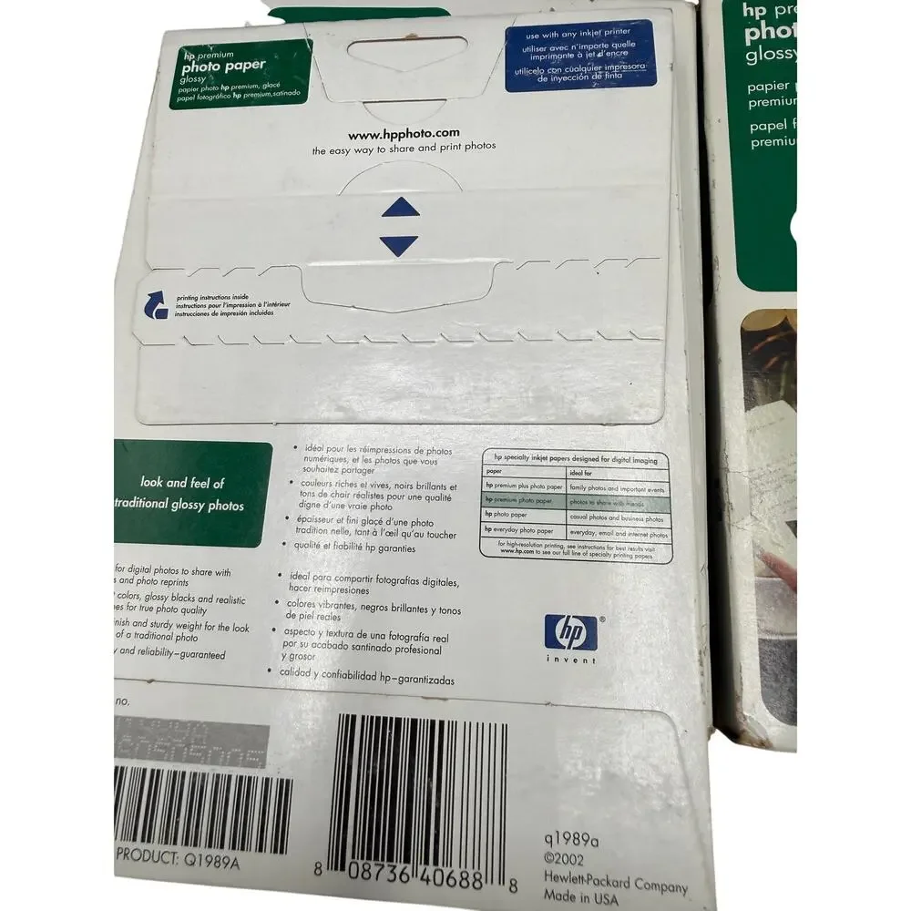 📦HP Premium Photo Paper Glossy 4x6 Sheets Lot of 3 Vintage Y2K Inkjet Print USA